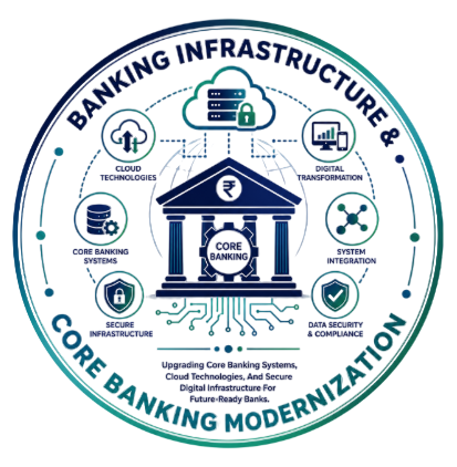 Banking infrastructure and core banking modernization, accelerating cashless banking through UPI, mobile banking, QR payments, and digital financial services.